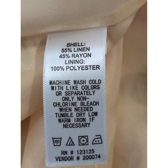 Chadwicks of Boston A-Line Dress Womens 12 Yellow Floral Linen Blend Sleeveless - Picture 6 of 8